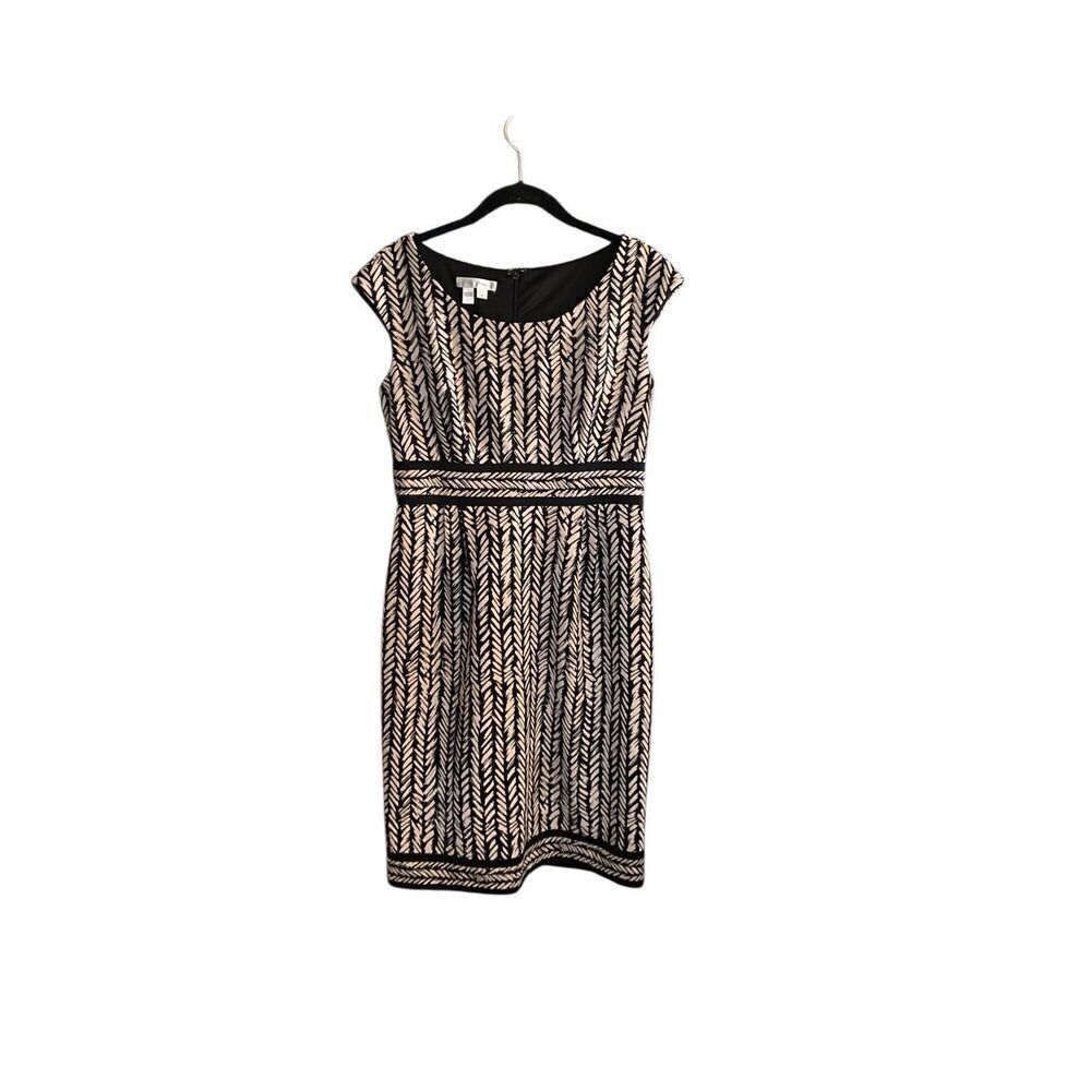 London times womans black and tan knee length dress size 6